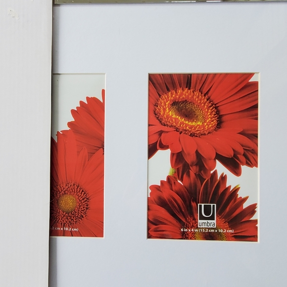 Umbra Behold Photo Frame Holds 2 6"x4" Photos Frame 14"x11" Silver New - Picture 3 of 6